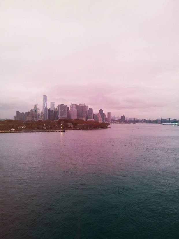 New York at dawn from the Queen Mary 2
